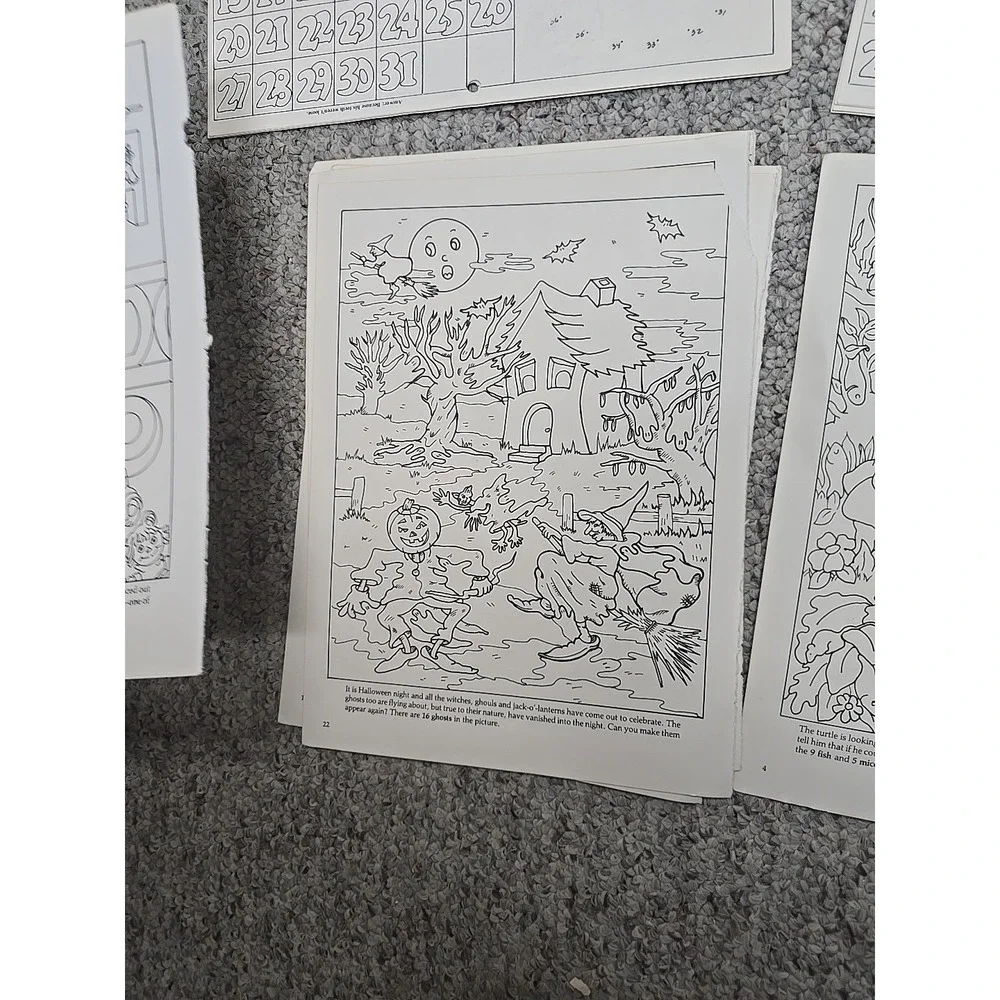 VTG Ephemera Junk Journal Calendar Gnome Nature Children's Coloring Sheets 19 Pg